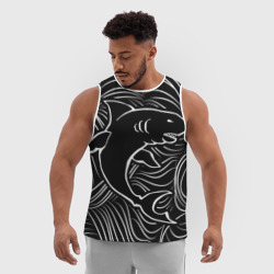 Мужская спортивная майка 3D Акула в морской пучине - фото 2
