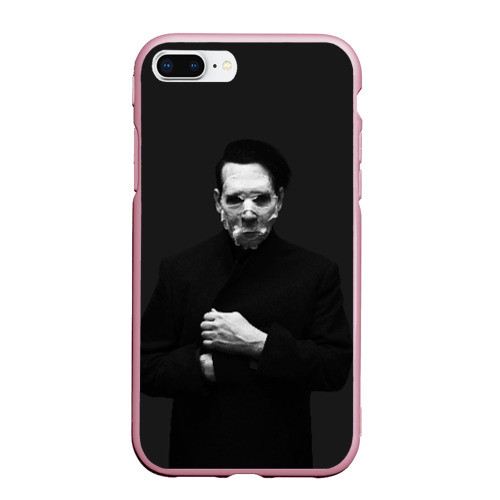 Чехол для iPhone 7Plus/8 Plus матовый Marilyn Manson, цвет розовый