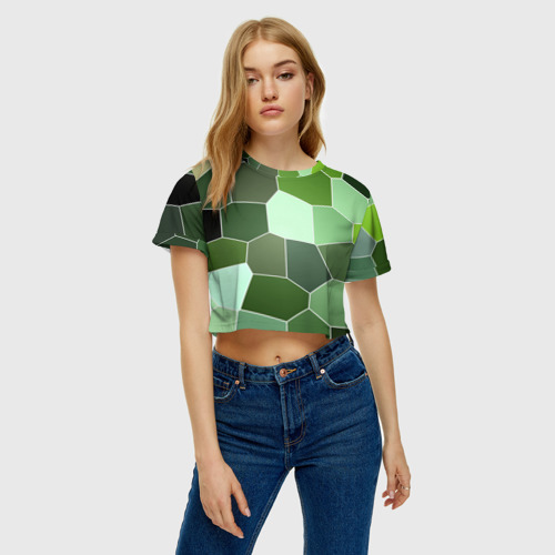 Женская футболка Crop-top 3D Мозаика, цвет 3D печать - фото 3