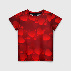 Детская футболка 3D Красные сердца
