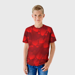 Детская футболка 3D Красные сердца - фото 2
