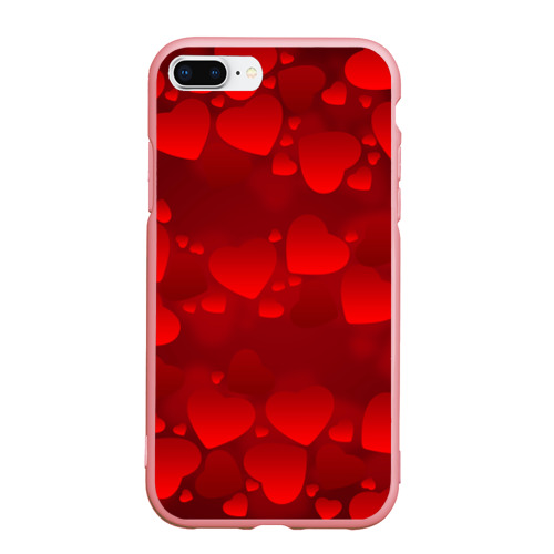 Чехол для iPhone 7Plus/8 Plus матовый Красные сердца, цвет баблгам
