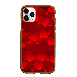 Чехол для iPhone 11 Pro Max матовый Красные сердца