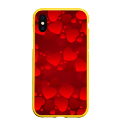 Чехол для iPhone XS Max матовый Красные сердца