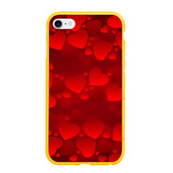 Чехол для iPhone 6/6S матовый Красные сердца