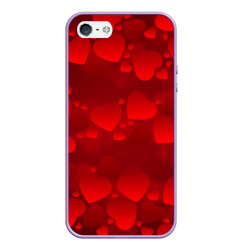 Чехол для iPhone 5/5S матовый Красные сердца