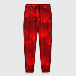 Мужские брюки 3D Красные сердца