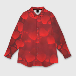 Женская рубашка oversize 3D Красные сердца