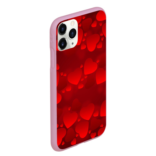 Чехол для iPhone 11 Pro Max матовый Красные сердца, цвет розовый - фото 3