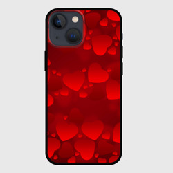 Чехол для iPhone 13 mini Красные сердца