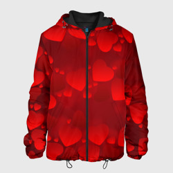 Мужская куртка 3D Красные сердца