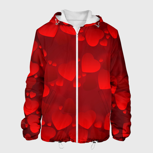 Мужская куртка 3D Красные сердца, цвет 3D печать