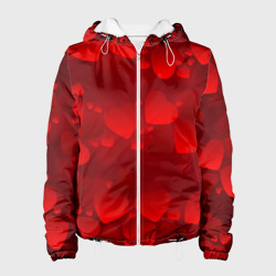 Женская куртка 3D Красные сердца