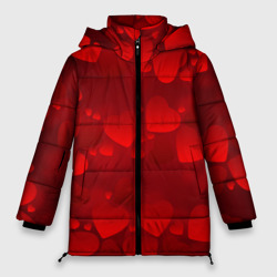 Женская зимняя куртка Oversize Красные сердца