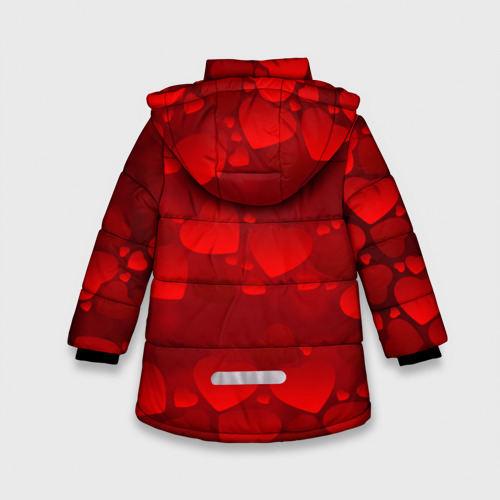 Зимняя куртка для девочек 3D Красные сердца, цвет светло-серый - фото 2