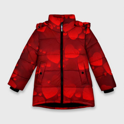 Зимняя куртка для девочек 3D Красные сердца
