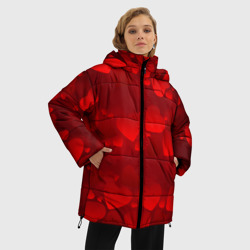 Женская зимняя куртка Oversize Красные сердца - фото 2