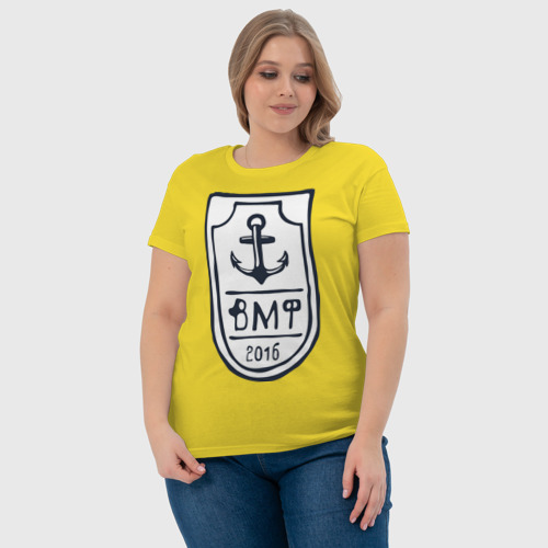 Женская футболка хлопок ВМФ, цвет желтый - фото 6