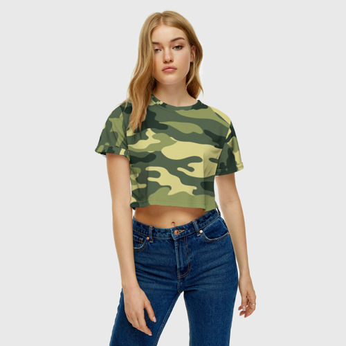 Женская футболка Crop-top 3D Камуфляж, цвет 3D печать - фото 4