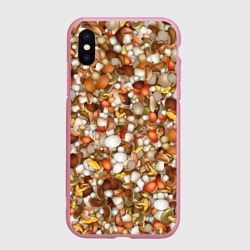 Чехол для iPhone XS Max матовый Грибы. Много грибов