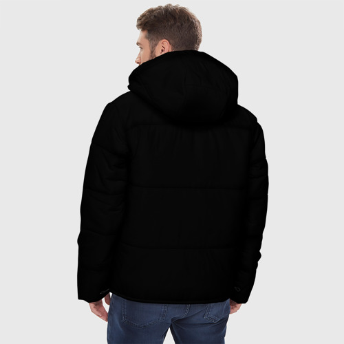 Мужская зимняя куртка 3D с принтом Мексиканский череп на черном, вид сзади #2