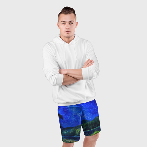 Мужские шорты спортивные Звездное небо, цвет 3D печать - фото 5