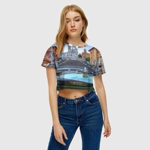 Женская футболка Crop-top 3D Рим (Италия), цвет 3D печать - фото 3