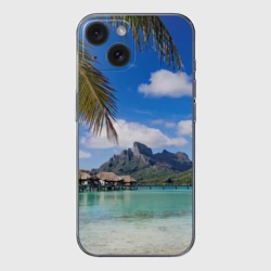 Чехол для iPhone 15 силиконовый с защитой камеры Бора-Бора