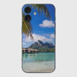 Чехол для iPhone 16 силиконовый с защитой камеры Бора-Бора