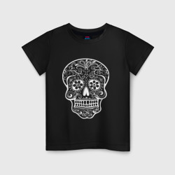 Детская футболка хлопок Мексиканский череп белый