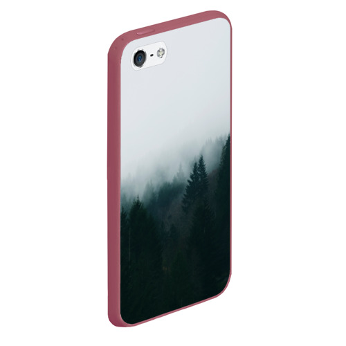 Чехол для iPhone 5/5S матовый Лес, цвет малиновый - фото 3