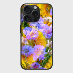 Чехол силиконовый для Apple iPhone 15 Pro матовый Живописные цветы