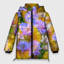 Женская зимняя куртка Oversize Живописные цветы