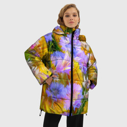 Женская зимняя куртка Oversize Живописные цветы - фото 2