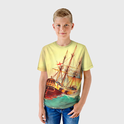 Детская футболка 3D Парусник, цвет 3D печать - фото 3