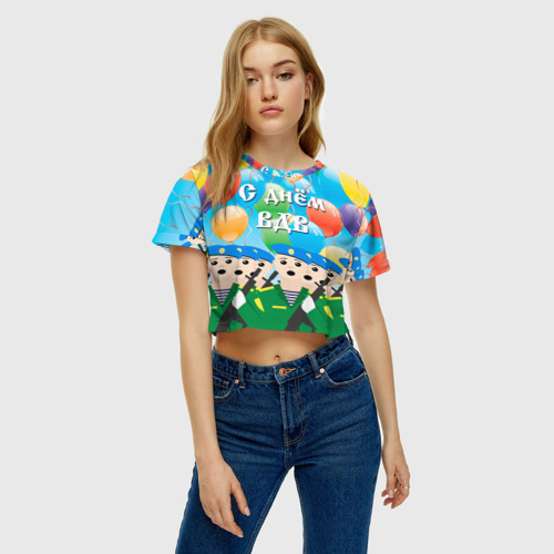 Женская футболка Crop-top 3D ВДВ, цвет 3D печать - фото 3