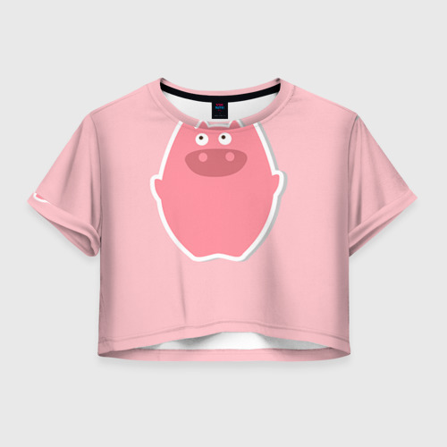 Женская футболка Crop-top 3D Хрюша, цвет 3D печать