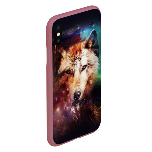 Чехол для iPhone XS Max матовый Волк, цвет малиновый - фото 3