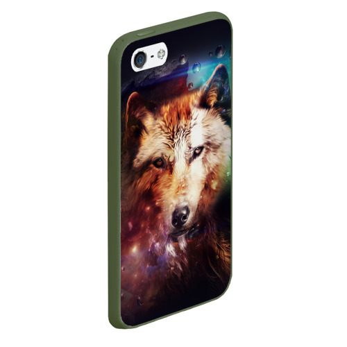 Чехол для iPhone 5/5S матовый Волк, цвет темно-зеленый - фото 3