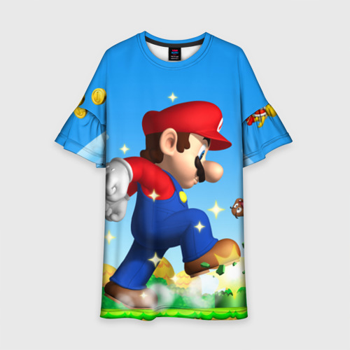 Детское платье 3D с принтом Mario, вид спереди #2