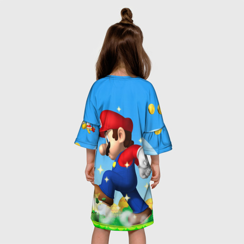 Детское платье 3D с принтом Mario, вид сзади #2