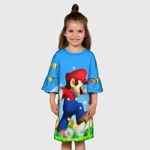 Детское платье 3D с принтом Mario, вид сбоку #3