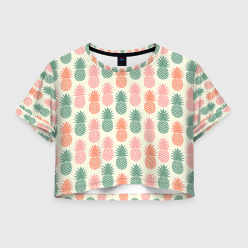Женская футболка Crop-top 3D Ананасы 4 Фото 01 Женская футболка Crop-top 3D Ананасы 4 Фото 01