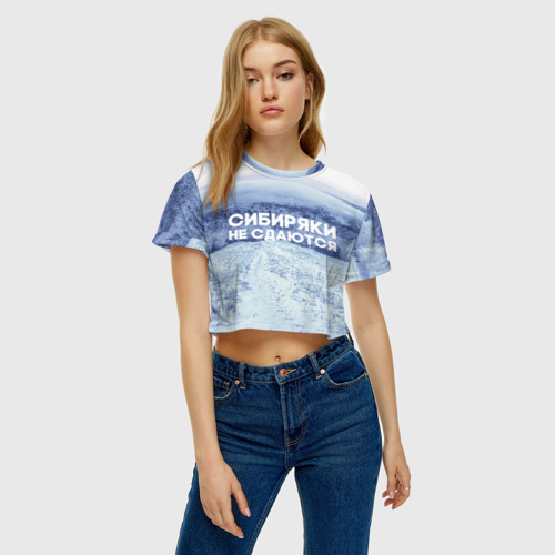 Женская футболка Crop-top 3D Сибирь, цвет 3D печать - фото 4