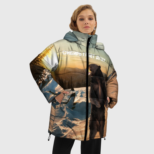 Женская зимняя куртка Oversize Сибирь, цвет черный - фото 3