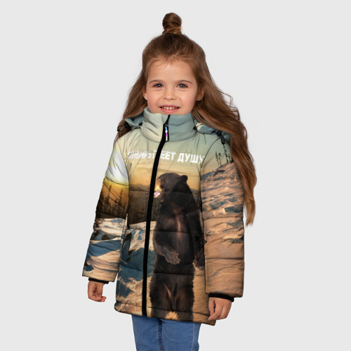 Зимняя куртка для девочек 3D Сибирь, цвет черный - фото 3