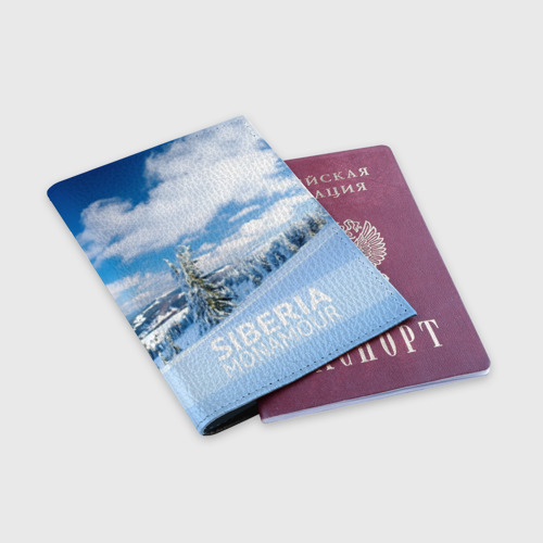 Обложка для паспорта матовая кожа Сибирь, цвет черный - фото 3