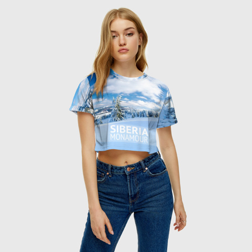 Женская футболка Crop-top 3D Сибирь, цвет 3D печать - фото 3