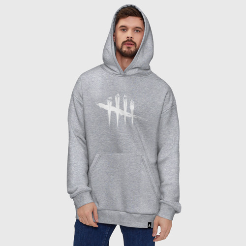 Худи SuperOversize хлопок Dead by Daylight White Logo, цвет меланж - фото 5