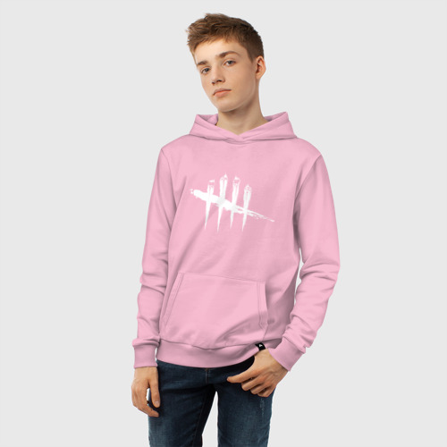 Детская толстовка хлопок Dead by Daylight White Logo, цвет светло-розовый - фото 6